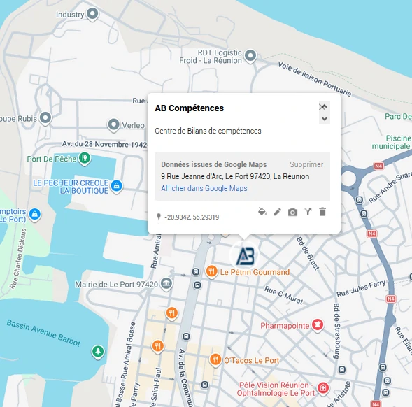 Carte accès bilan de compétences Le Port