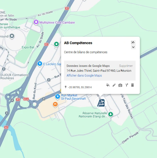 Carte accès bilan de compétences Saint-Paul La Réunion