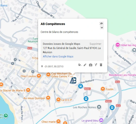 Carte accès bilan de compétences Saint-Gilles-les-Bains