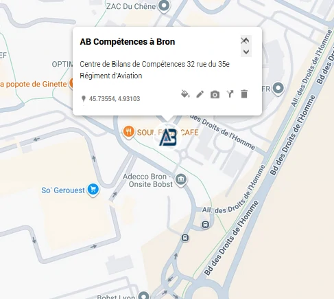 Bilan de compétences à Bron rue du 35e Régiment d’Aviation près du parc du Chêne