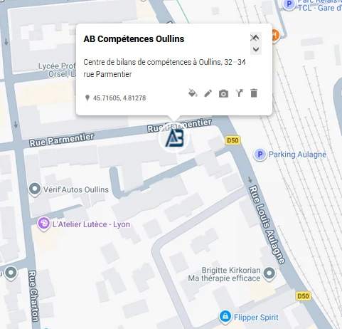Bilan de compétences à Oullins-Pierre-Bénite rue Parmentier près du métro Oullins Centre
